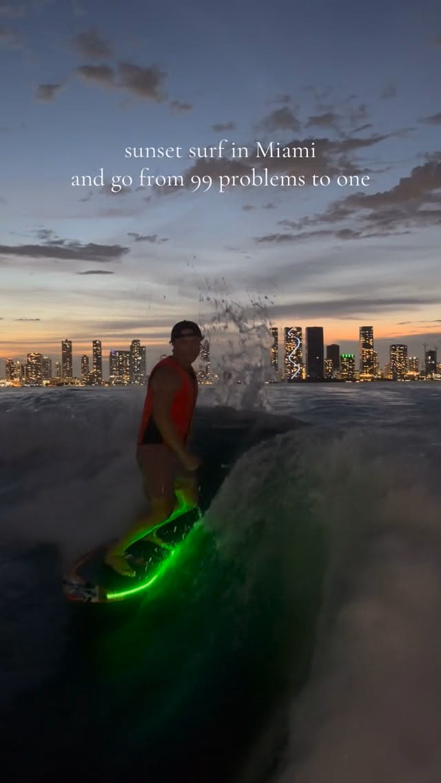 Twilight wakesurfing in Miami