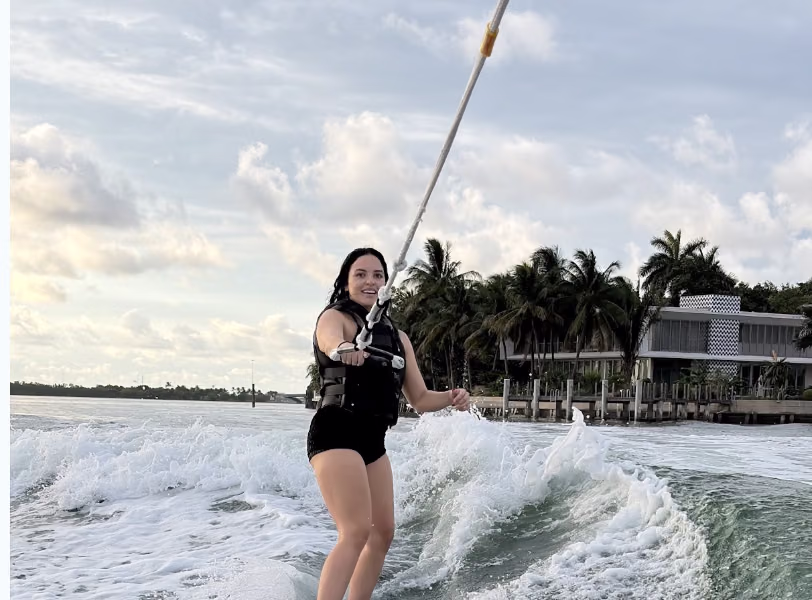 Luis's own photo: first ride on the wave at golden hour